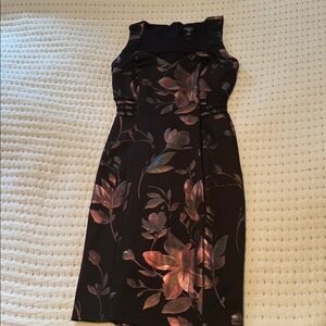 Asymmetrical Floral Dress in Black and Pink